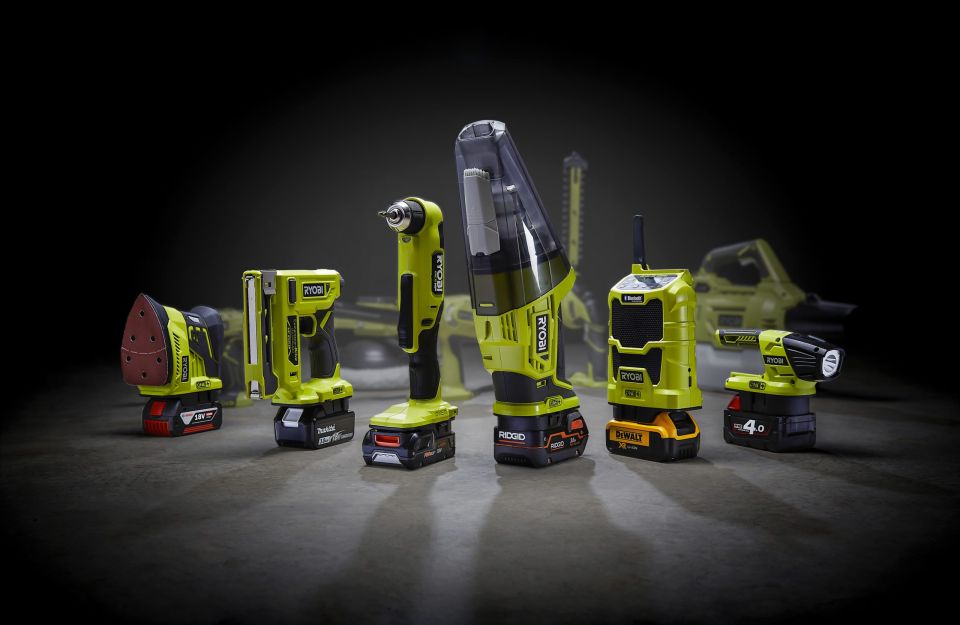 Badaptor group image with Ryobi tools on concrete