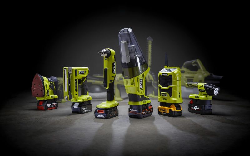 Badaptor group image with Ryobi tools on concrete