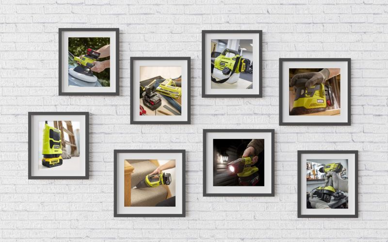 Gallery wall with hanging pictures