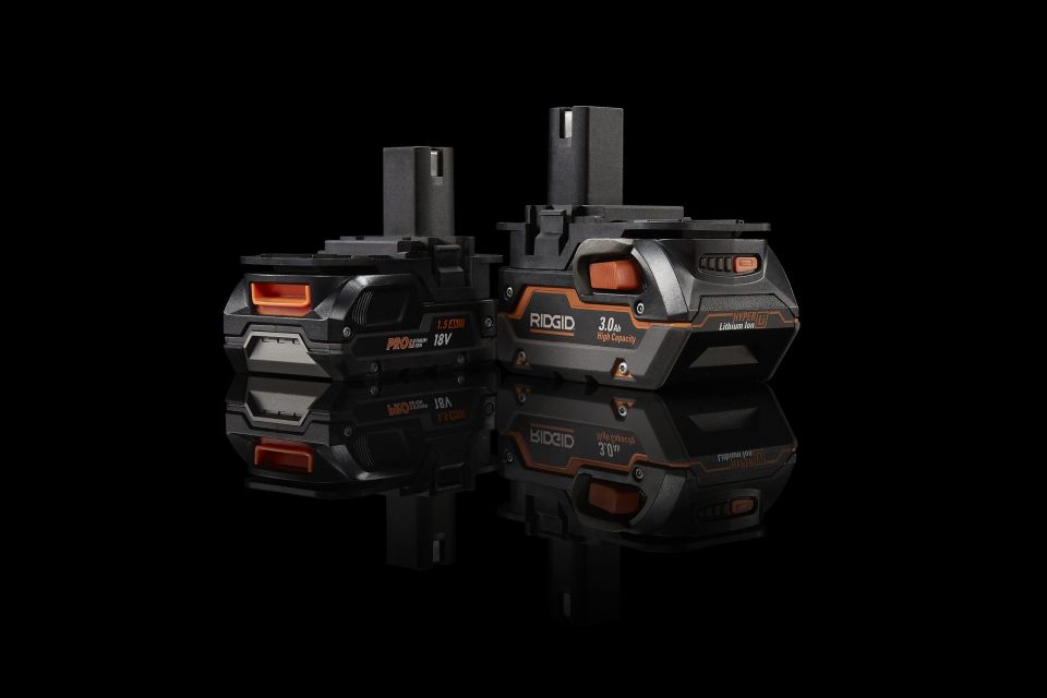 Ridgid and AEG battery adaptors with batteries